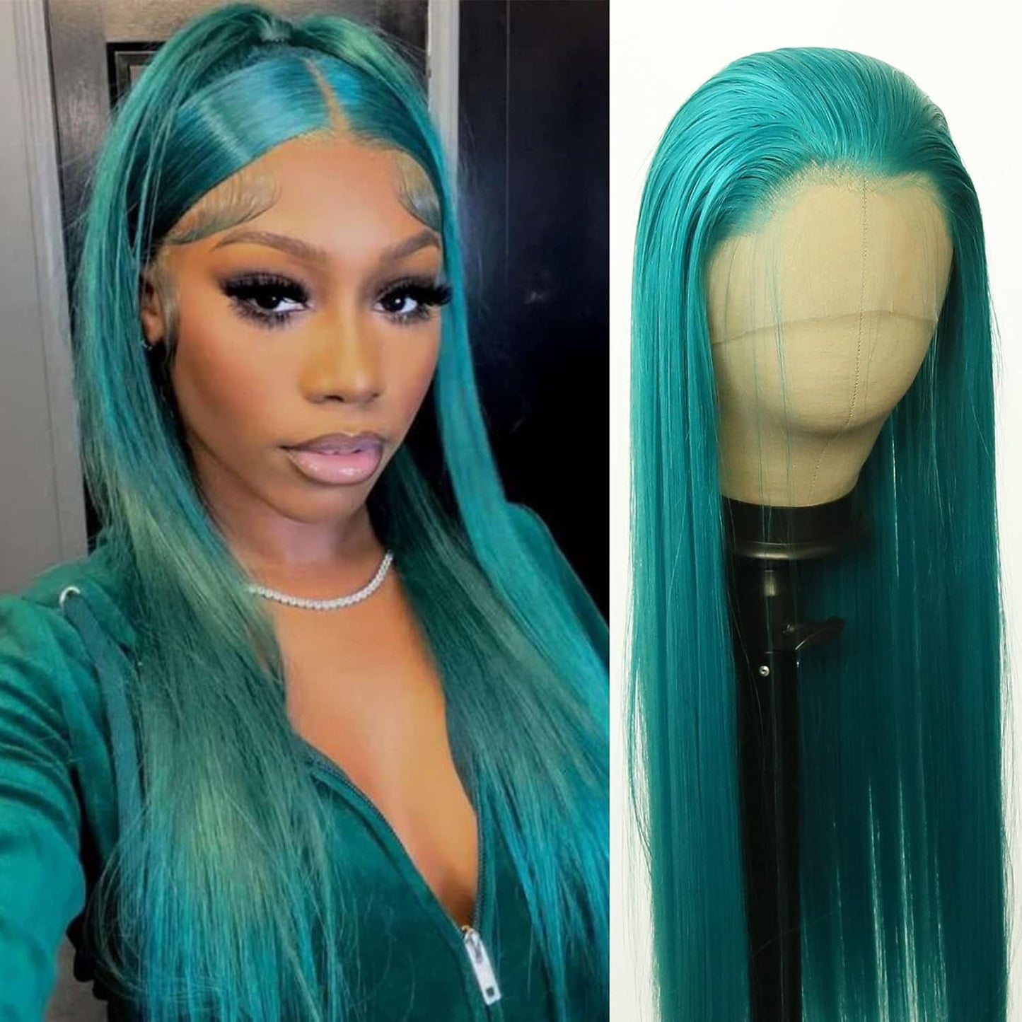 Women's Front Lace Natural Simulation Hair Chemical Long Straight Wig