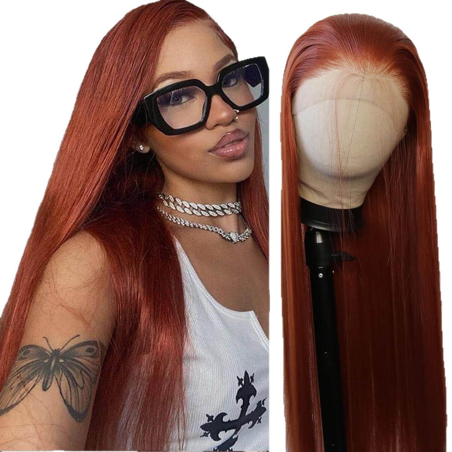 Women's Front Lace Natural Simulation Hair Chemical Long Straight Wig