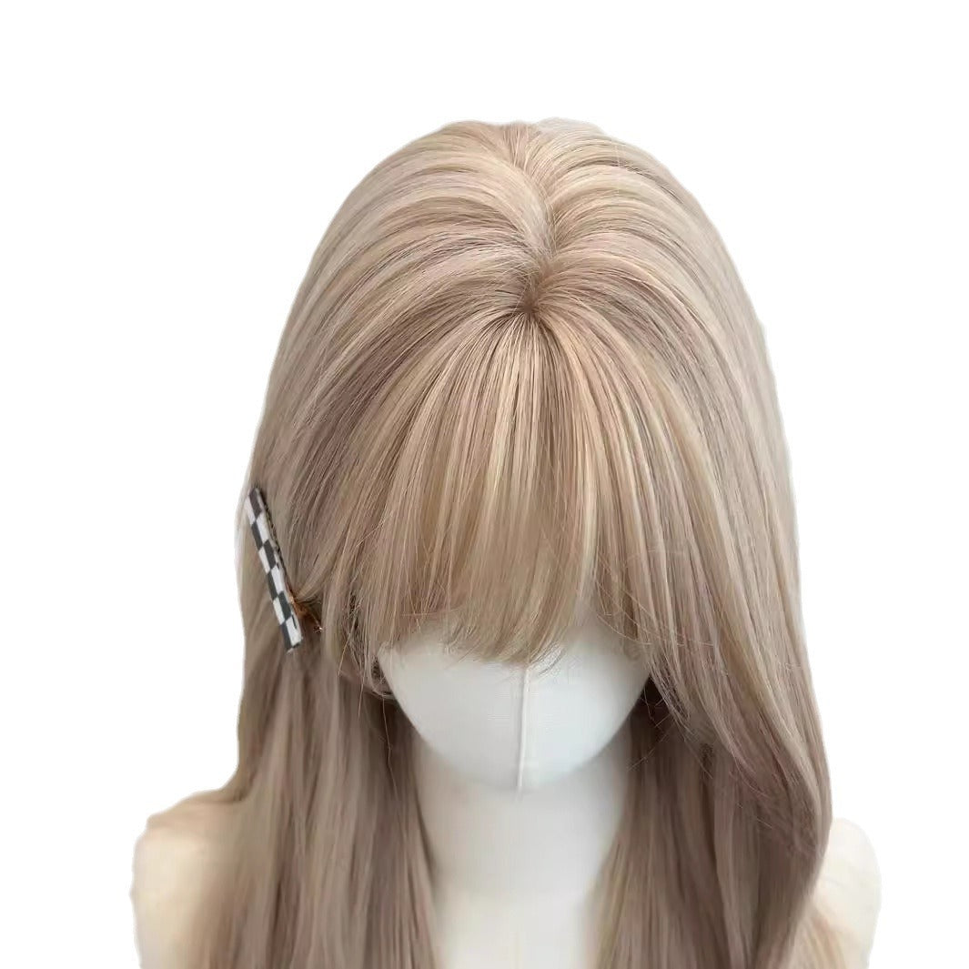 Natural Hair Air Bangs Artificial Female Long Straight Wig