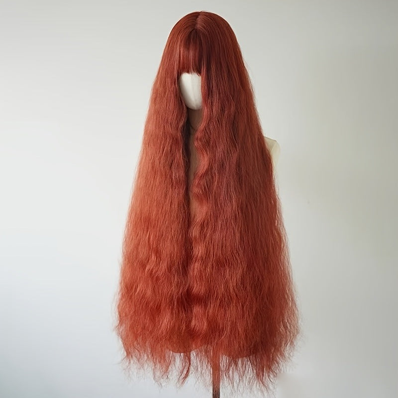 Female Orange Hair Corn Small Mori Wig Long Curls