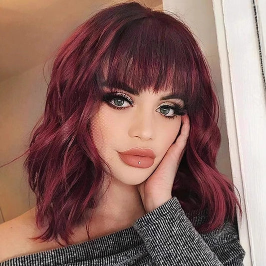 Mid-length Curly Hair Female Synthetic Wigs Bangs Corn Curler Wig Long Curls
