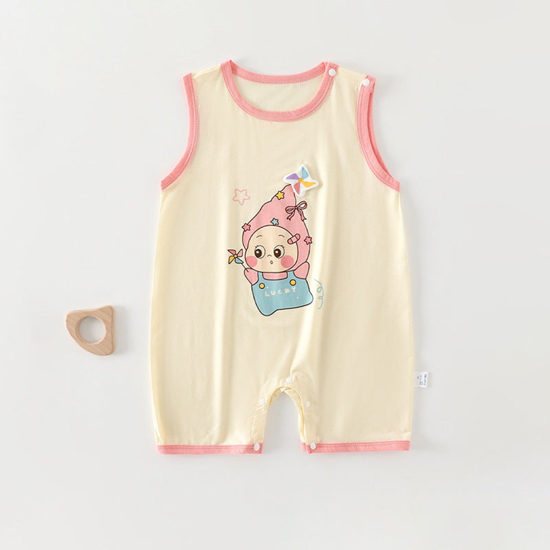 Summer Thin Sleeveless Vest Unisex Pajamas Jumpsuit, Climbing Suit