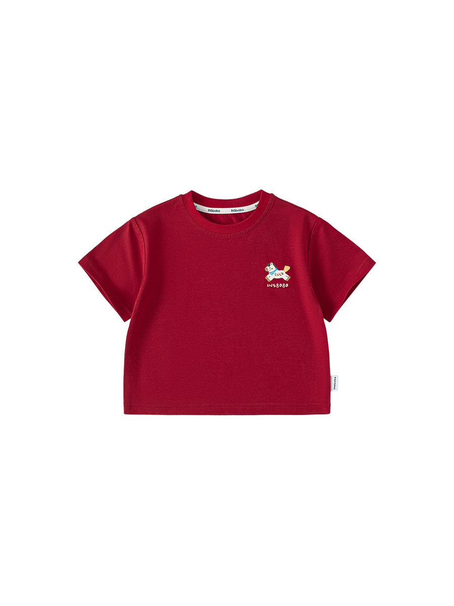 Children's Woven Clothing Short-sleeved Loose Summer Thin Cartoon Children's T-shirt