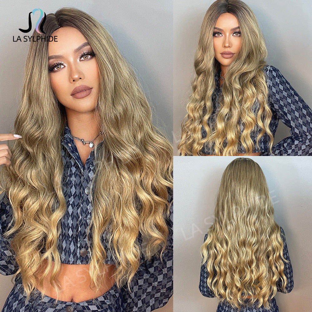 Black Curly Female Mechanism Fiber Head Wig Long Curls