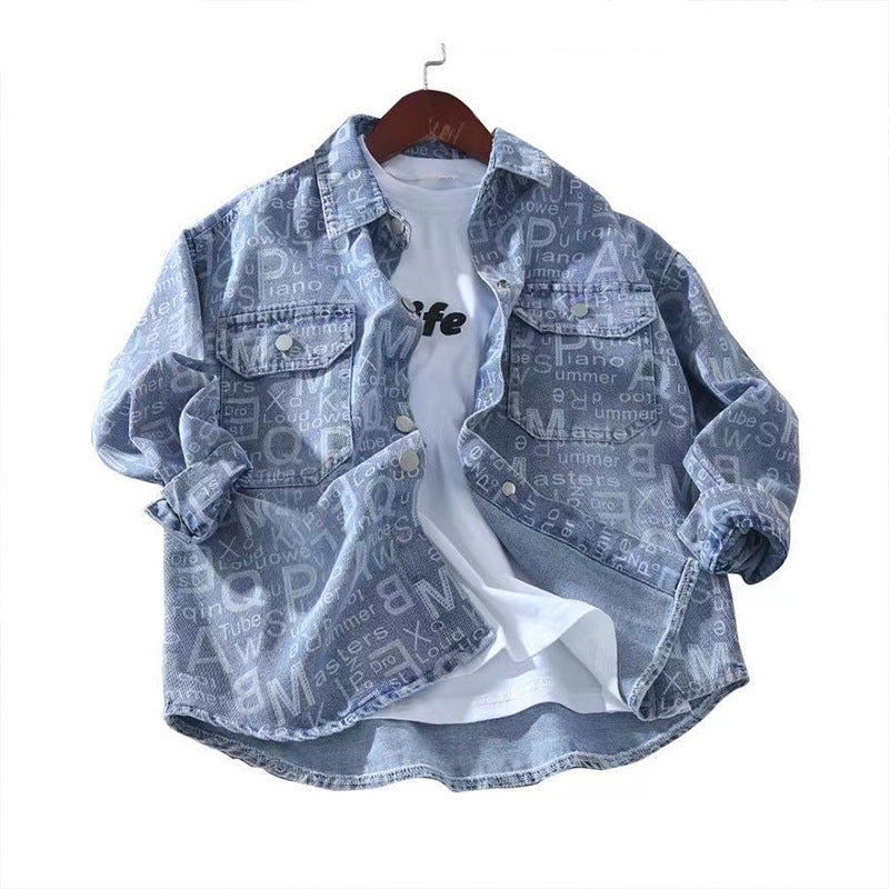 Children's Medium Large Shirts Loose Western Style Boys Spring Casual Fashionable Children's Shirt