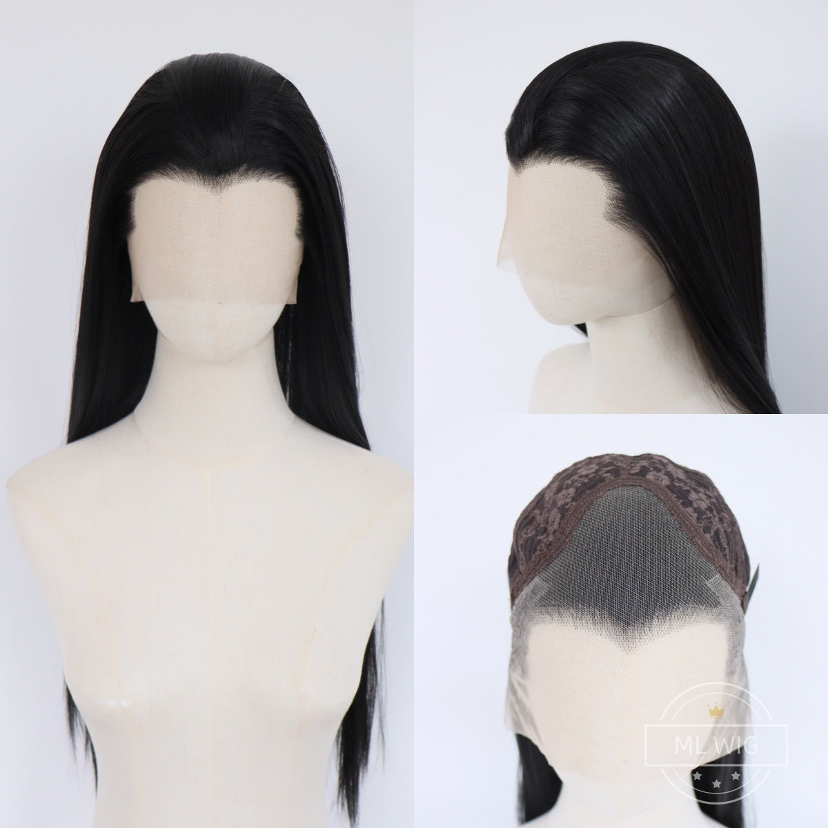 Natural Black Fiber Hand Crocheting Beauty Cos Wig
