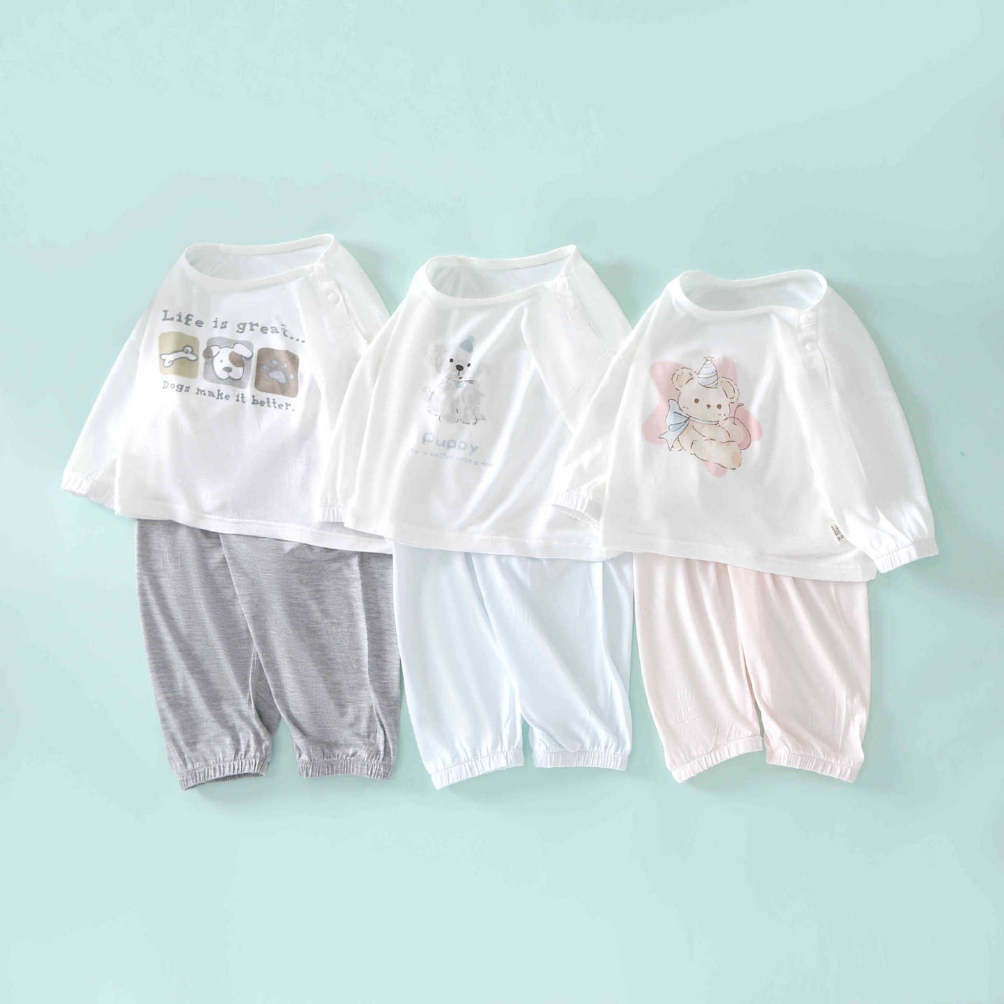 Cartoon Print Infant Long-sleeved Trousers Western Children's Suit