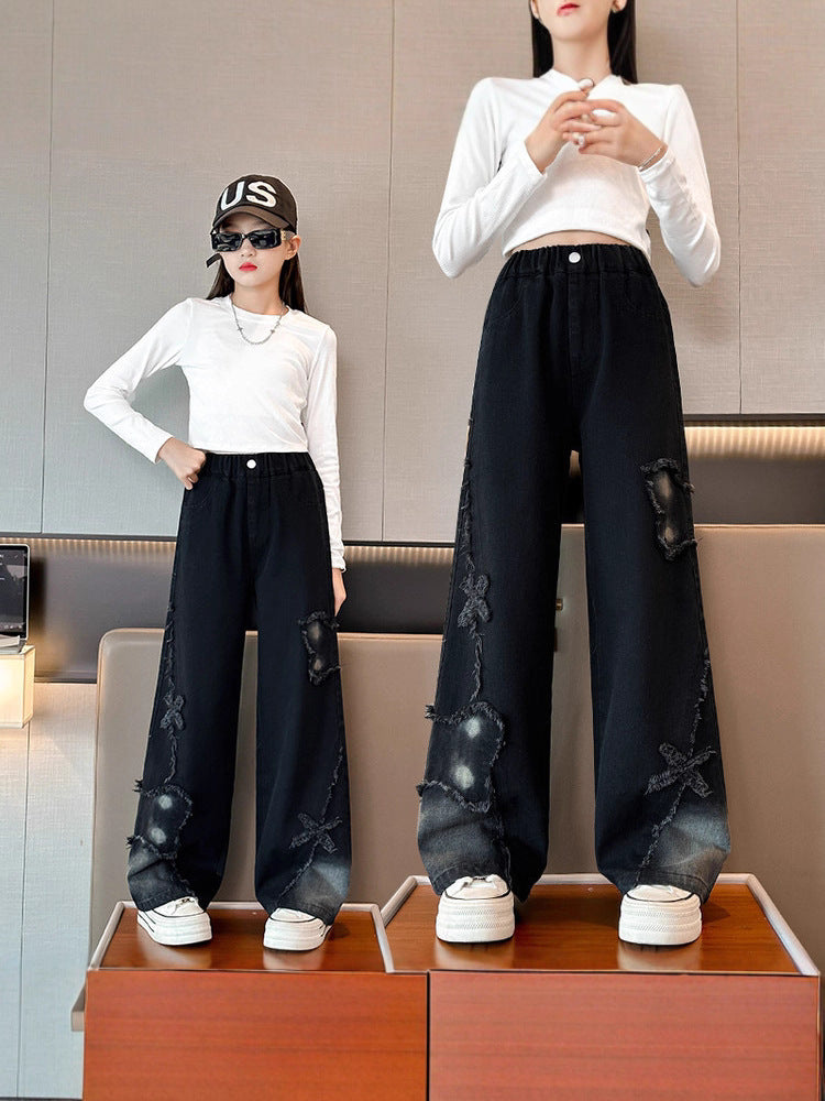 Children's Black Outerwear Clothing Crawler Thigh Type Children's Pants