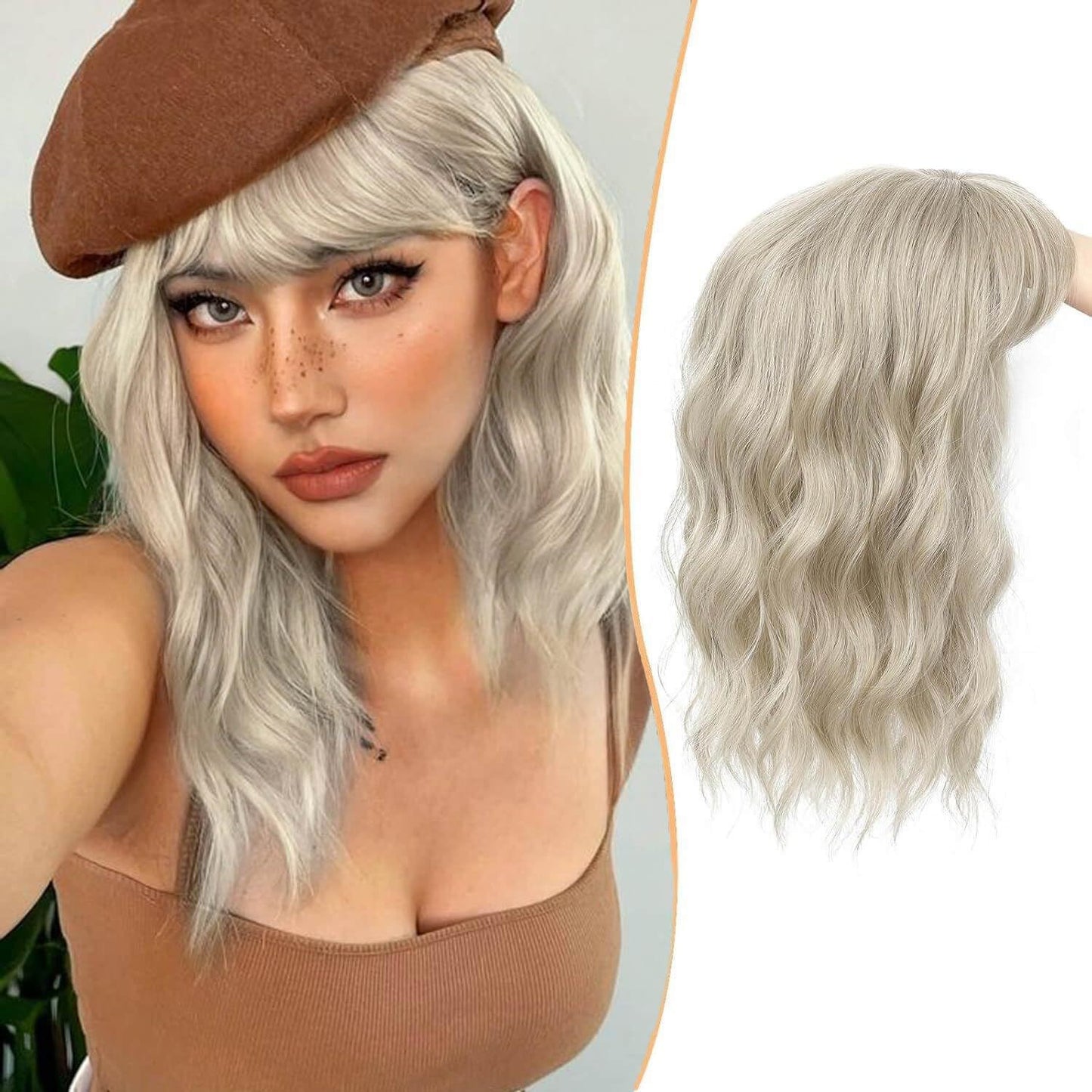 Inch Chemical Fiber Hairpiece With Bangs Wig Short Curly Hair
