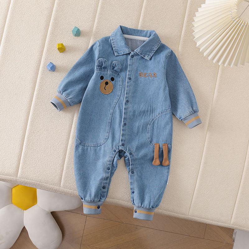 Women's & Men's Long Sleeve Denim Jumpsuit Korean Going Out Cute Rompers Western Jumpsuit, Climbing Suit