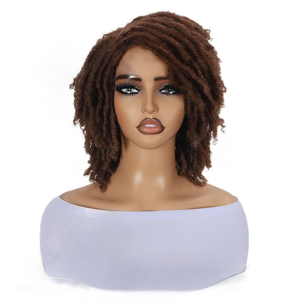 Women's African Dreadlocks Tube Qu Hollow Curler Caterpillar Wig Short Curly Hair