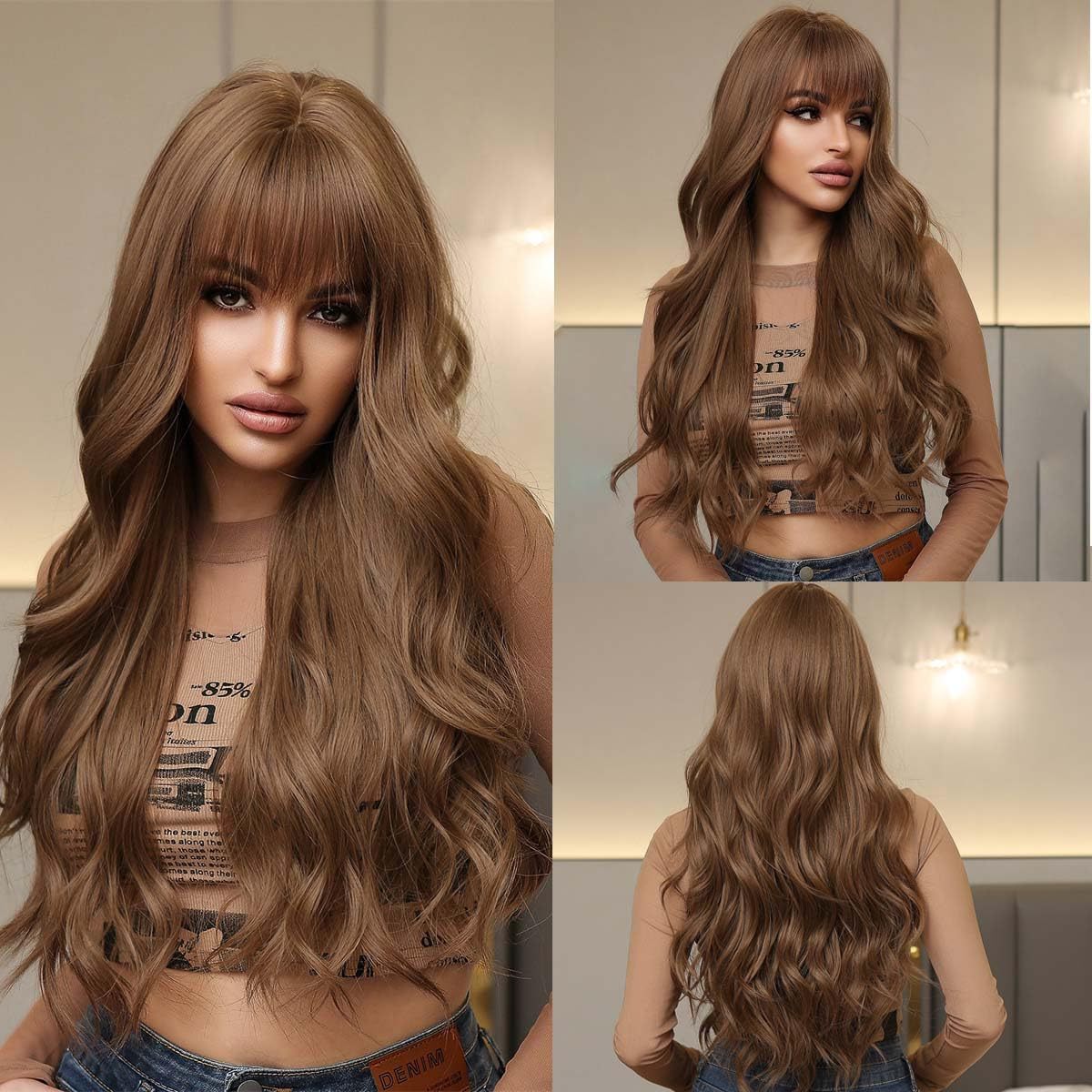 Bangs Big Wave Head Cover Rose Net Chemical Wig Long Curls