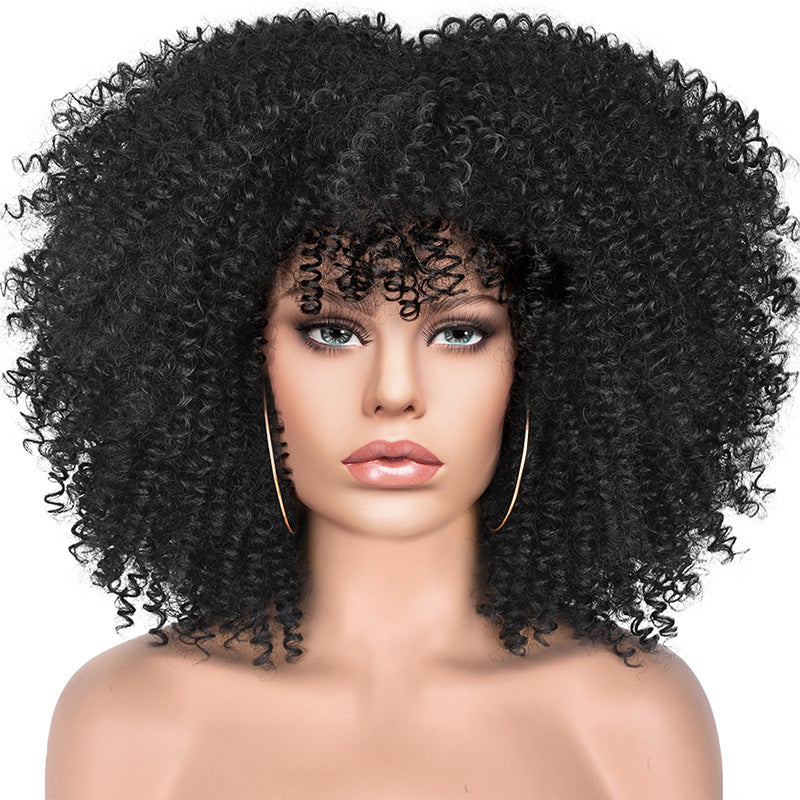 African Small Afro Rose Net Synthetic Wig Short Curly Hair