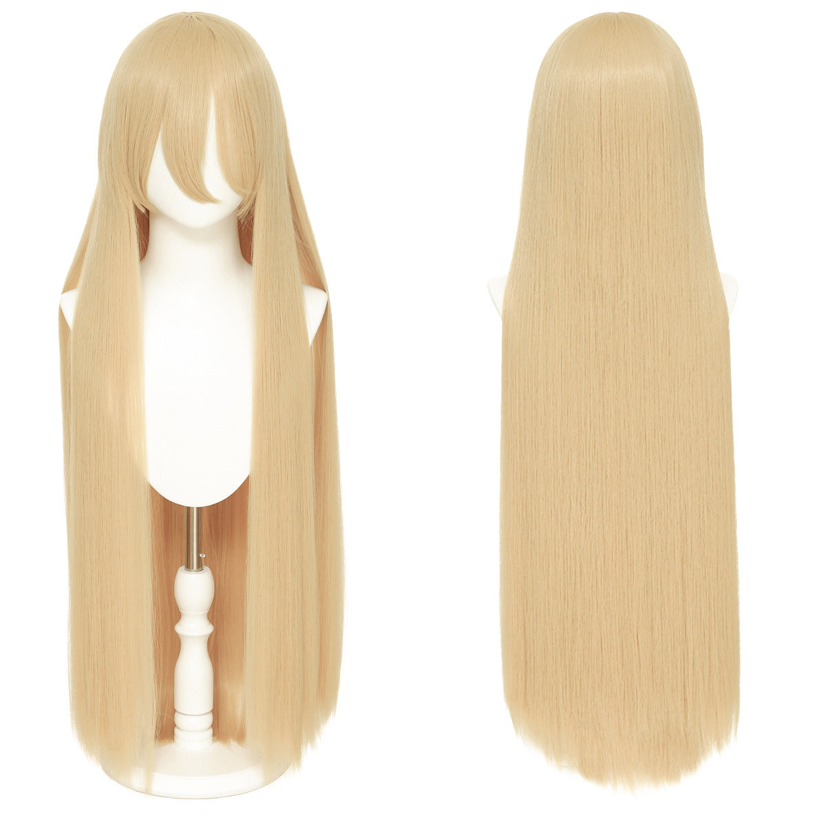 Long Straight Hair Hairpiece Blank Black White Cos Wig