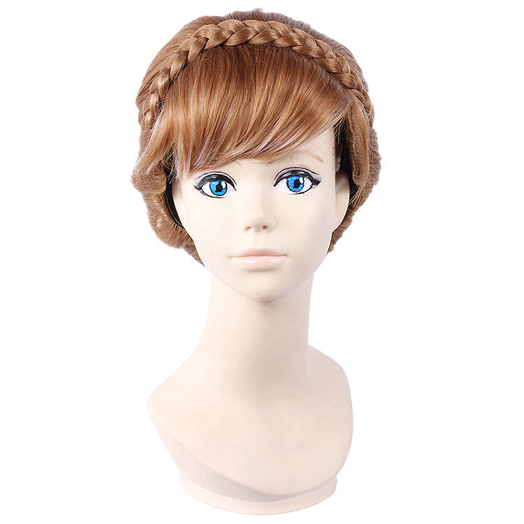 Silk Anna Princess Frozen Updo Hair Highlight Style Cos Wig