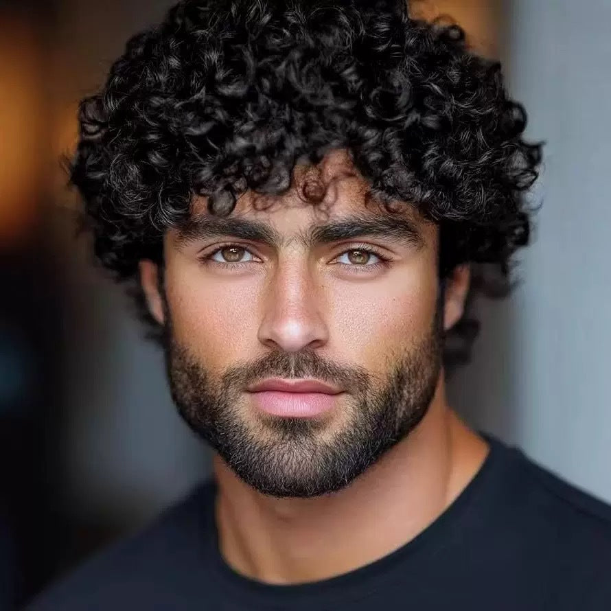 Men's Short African Wigs With Small Curly Hair Men's Wig