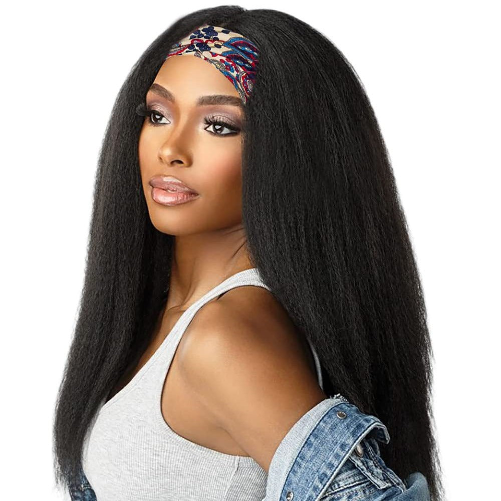 Hair Ice Silk Band Headband Turban Long Straight Wig