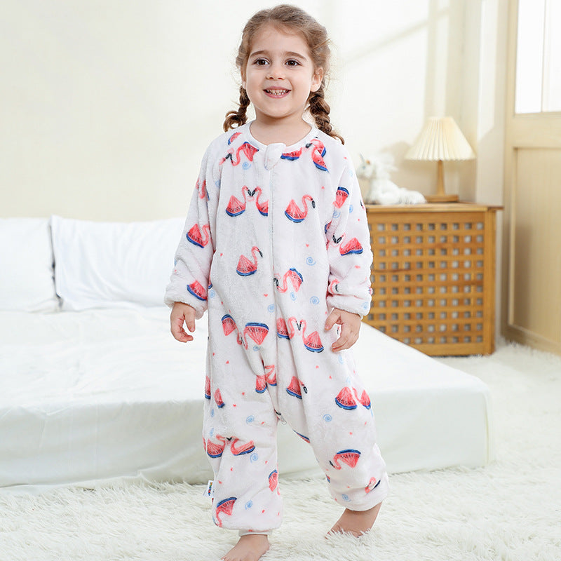 Children's Cute Flannel Jumpsuit Infant Toddler Cartoon Crawling Christmas Jumpsuit, Climbing Suit