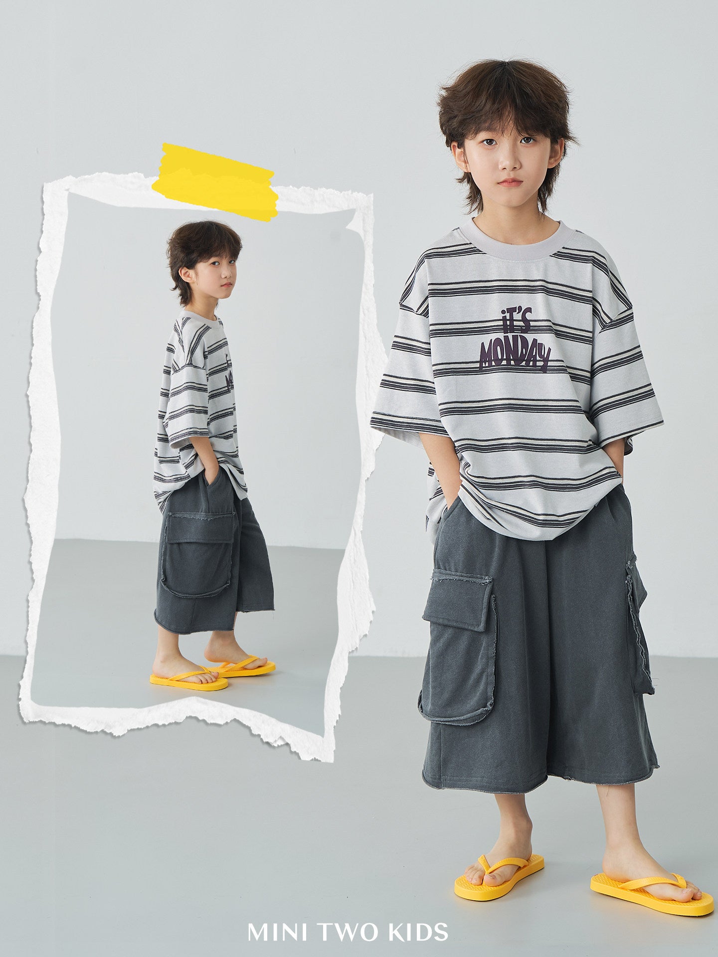 Children's Fashionable Clothing Salt Style Street Sweet Potato Striped Short Sleeve Children's T-shirt
