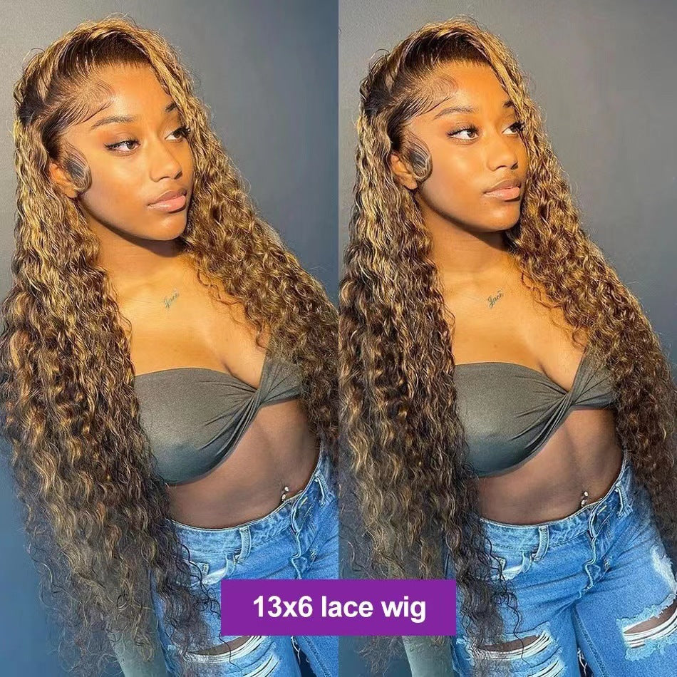 Former Lace Head Cap Real Human Hair Piano Pick Dyed Wig Long Curls