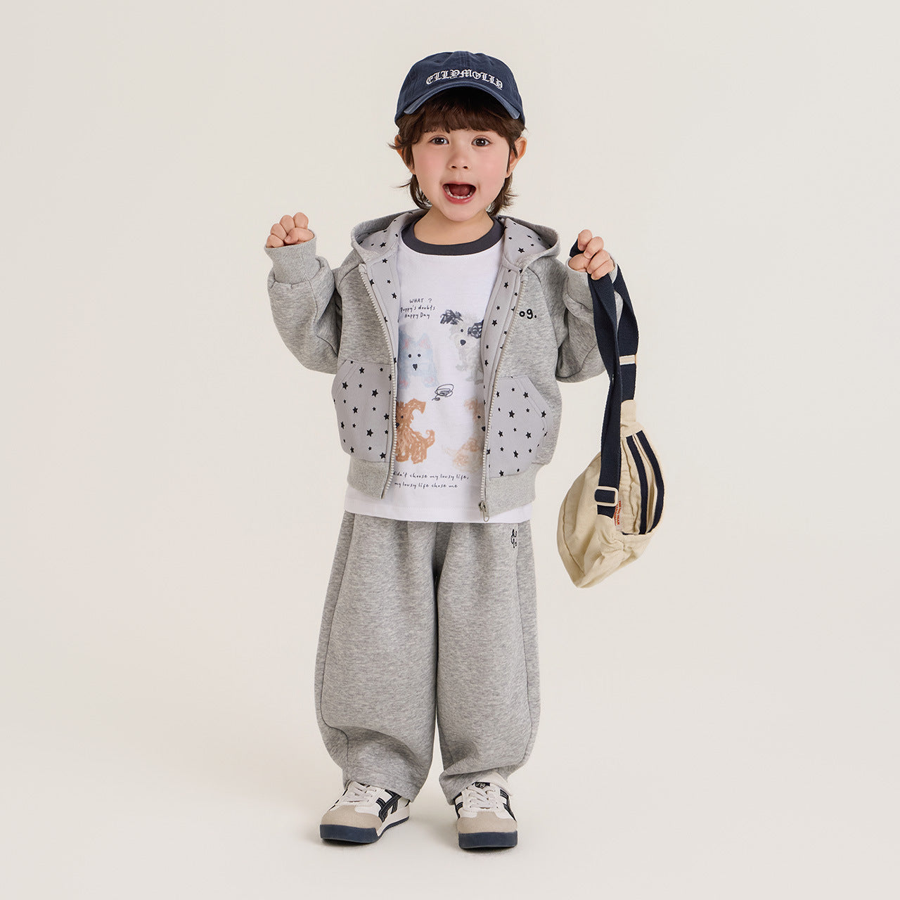 Small Roll Spring Printed Hooded Coat Cardigan Casual Children's Suit