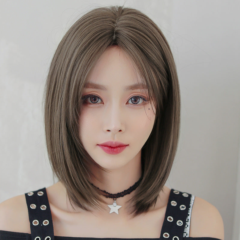 Women's Medium Long Trimming Collarbone Length Haircut Wig Short Straight Hair