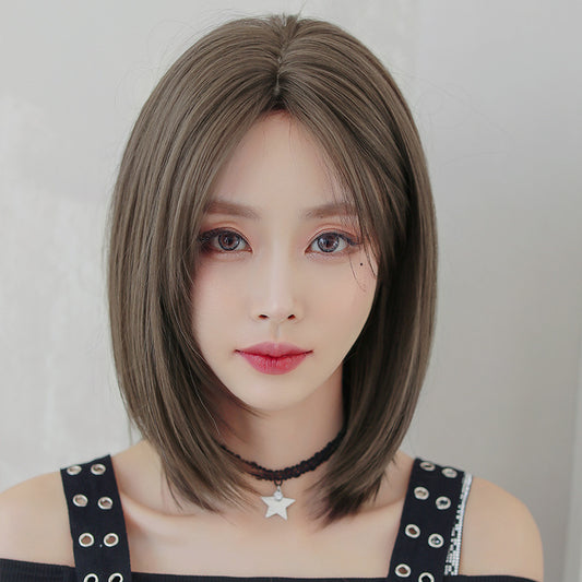 Women's Medium Long Trimming Collarbone Length Haircut Wig Short Straight Hair