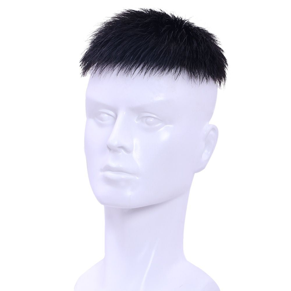 Men's Short Hair Head Invisible Supplementing Piece Natural Fluffy All Real Wig