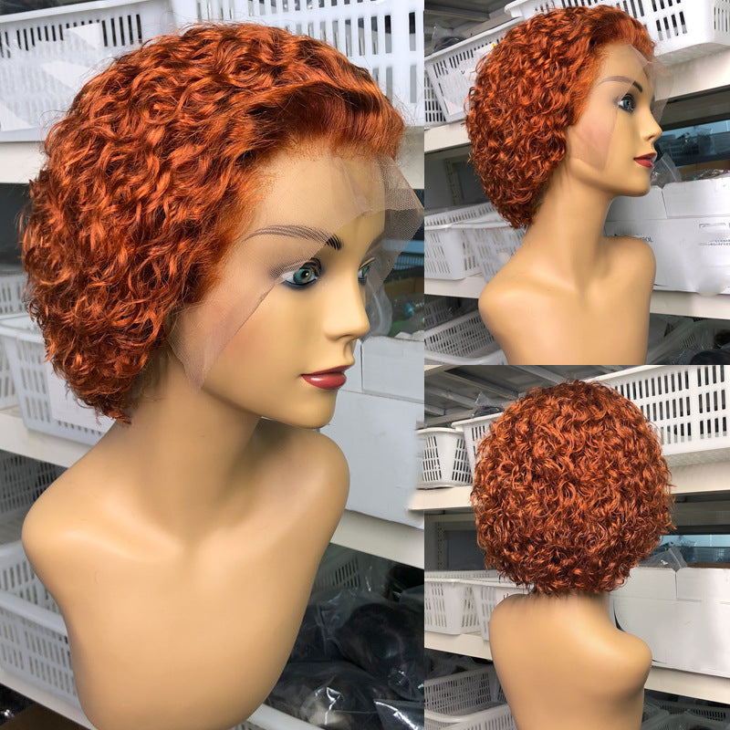 Pixie Curly With Lace Brazilian Natural Real Hair Wig