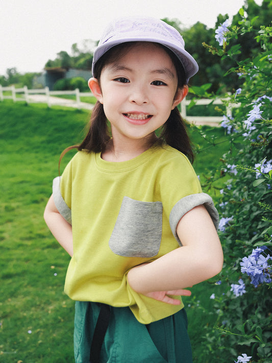 Children's Clearance Mountain Clothing Contrasting Color Cuff Short-sleeved Summer Children's T-shirt