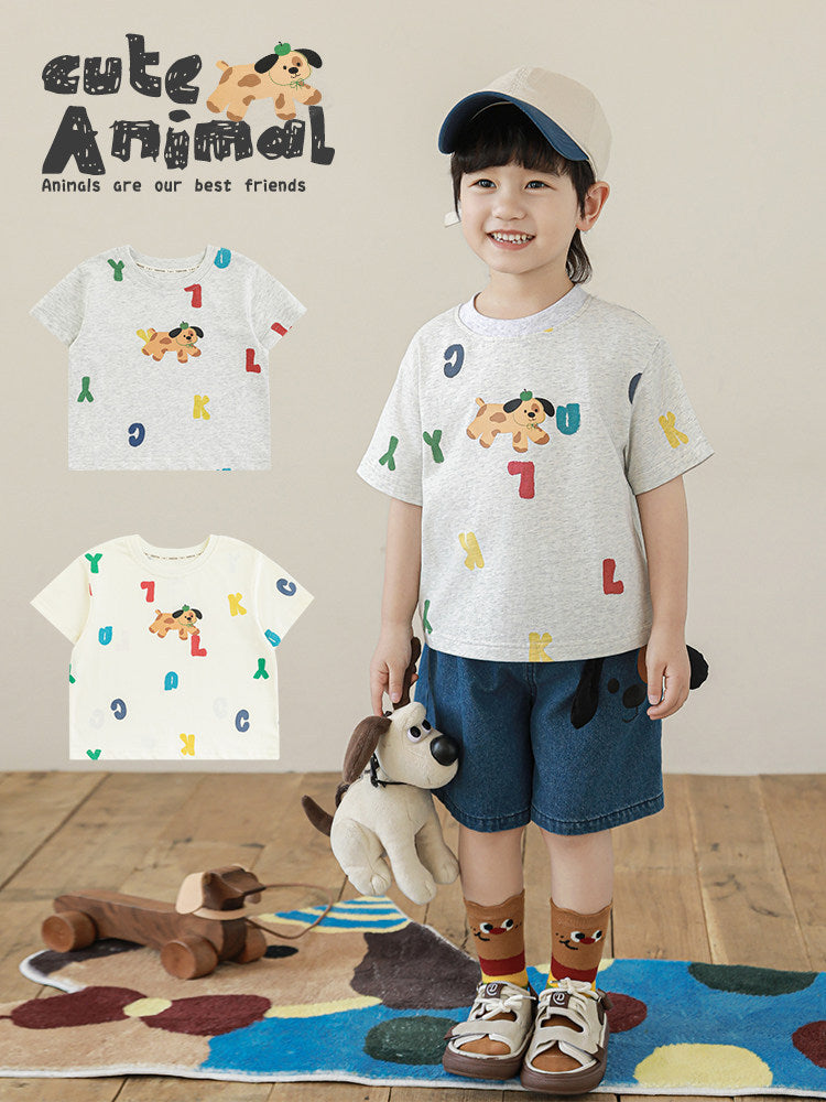 Round Neck Short Sleeve T-shirt Loose Children's Suit