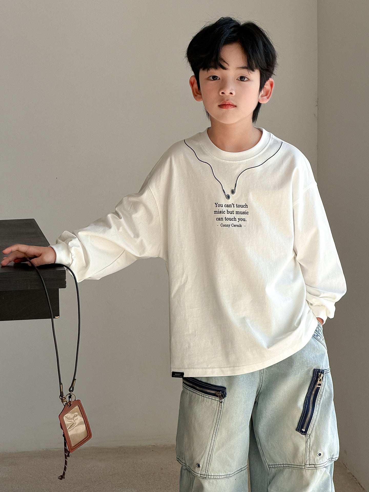 Boy's Long-sleeved Wear Pu Handsome Bottoming Top Boys Spring Children's T-shirt