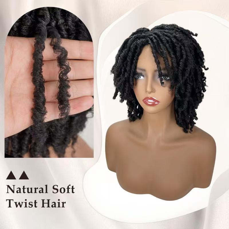 Women's African Dreadlocks Full Top Fiber Rose Wig Short Curly Hair