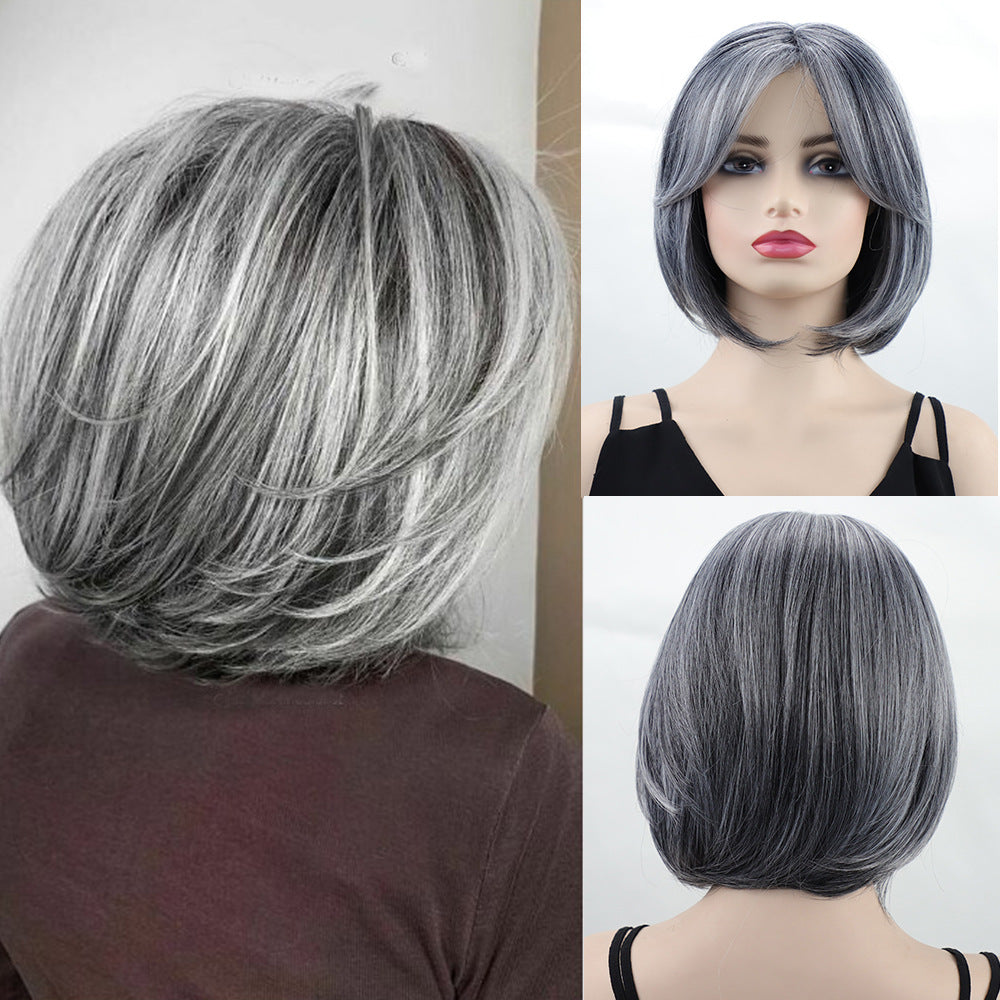 Pretty Female Bangs Chemical Fiber Sheath Wig Short Straight Hair