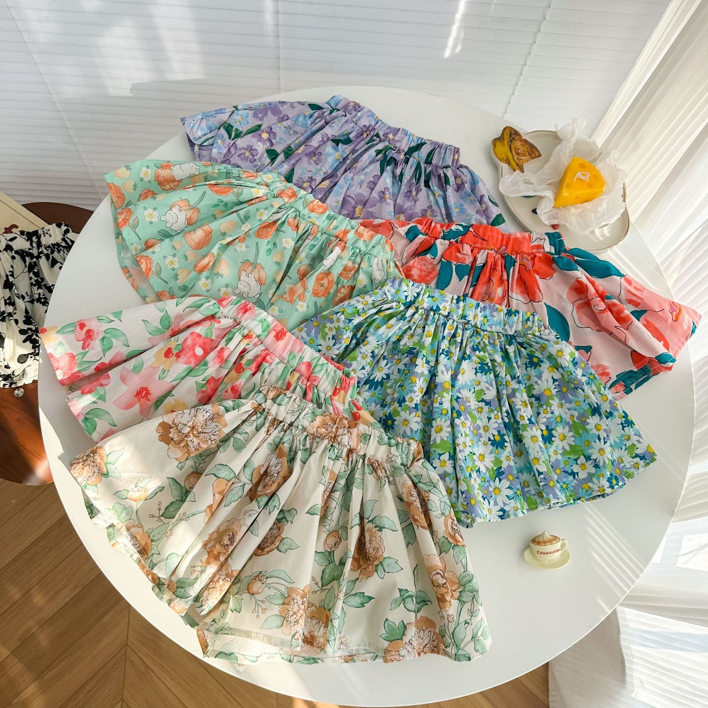 Summer Small Floral Culottes Soft Breathable Cotton Shorts Fashionable Children's Pants