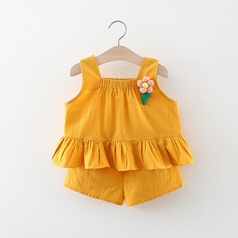 Children's Clothing Summer Sleeveless Vest Flower Cotton Two-piece Children's Suit