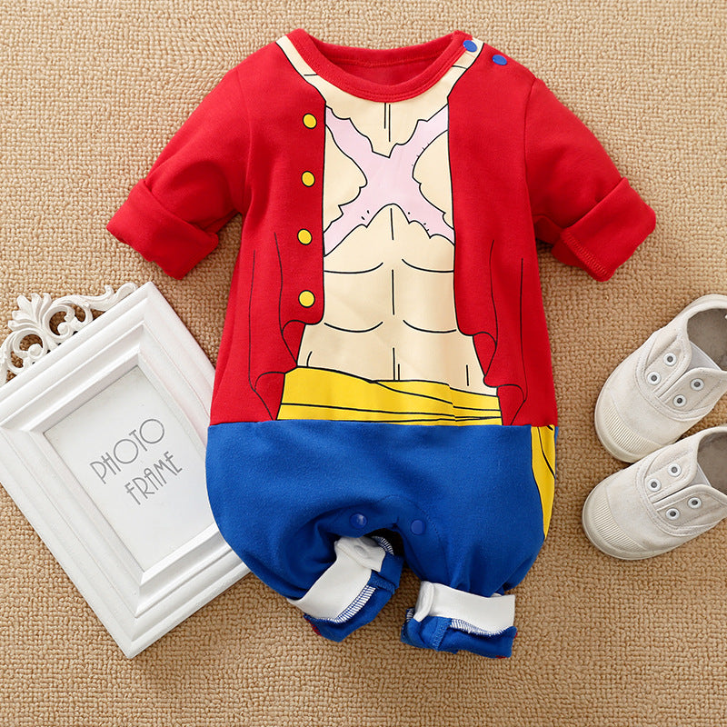 Cartoon Jumpsuit Full Cotton Thin Section Pullover Rompers Long Sleeve Jumpsuit, Climbing Suit