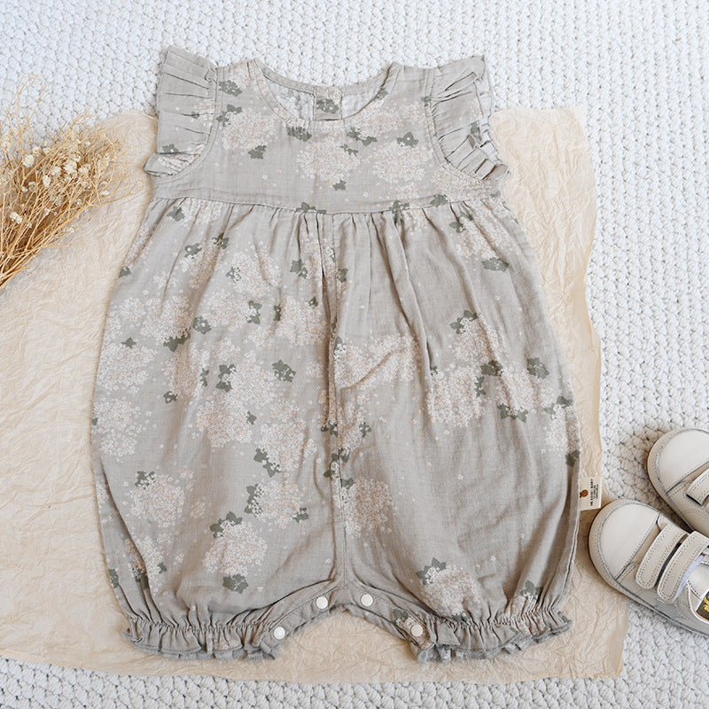 Open Summer Clothes Princess Style Class Cotton Nordic Sling Flounced Jumpsuit, Climbing Suit