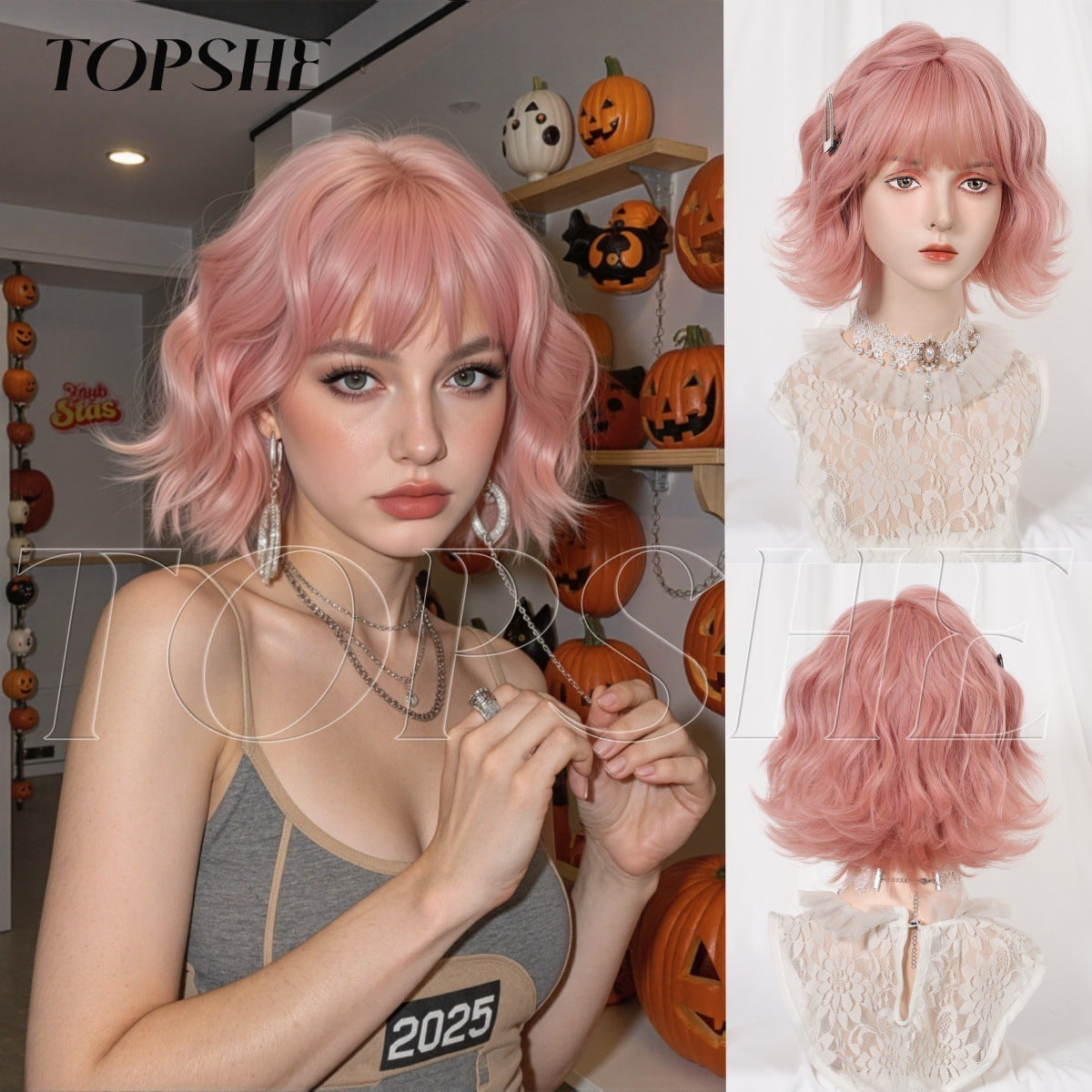 Female Korean Style Valgus Small Curls Lazy Wig Short Curly Hair