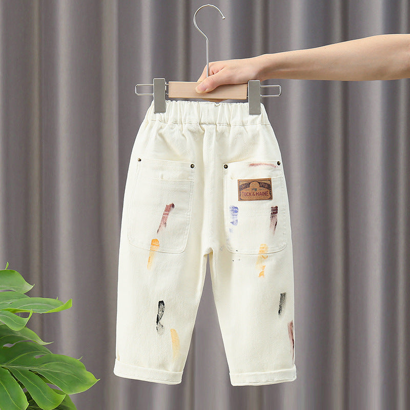 Children's Jeans Spring Clothes Leisure Ruffle Handsome Children's Pants