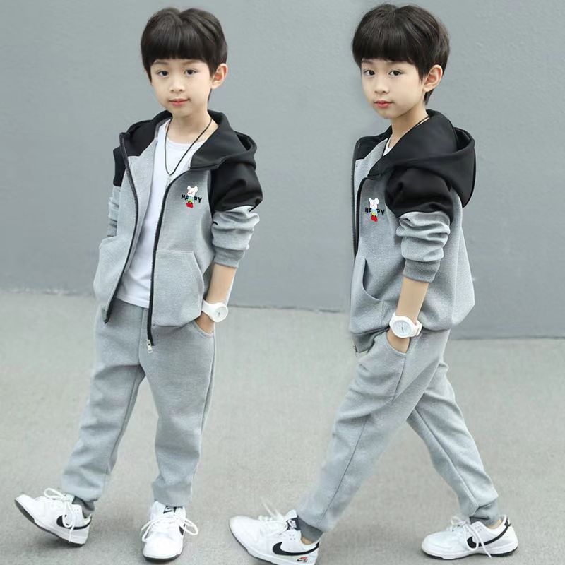 Children's Coat Middle Big Cardigan Sweater Hooded Leisure Sports Children's Suit