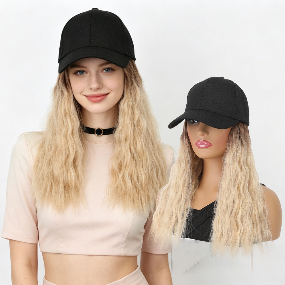 Women's Hat Cm Baseball Cap Hooded Integrated Wig Short Curly Hair