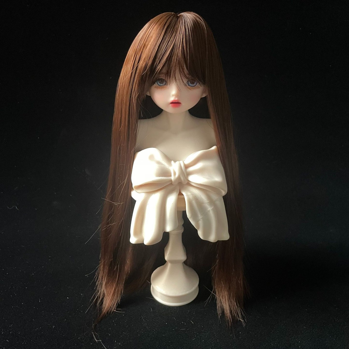 Soft Silk Optional Bangs Long Straight Hair Points Doll Head Cos Wig