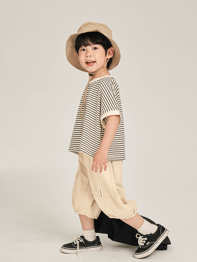 Children's Short-sleeved Summer Striped Half Sleeve Top Children's T-shirt