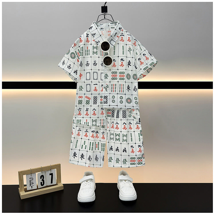 Children's Summer Casual Short Sleeve Shirt Outfit Trendy Loose Clothing Children's Suit