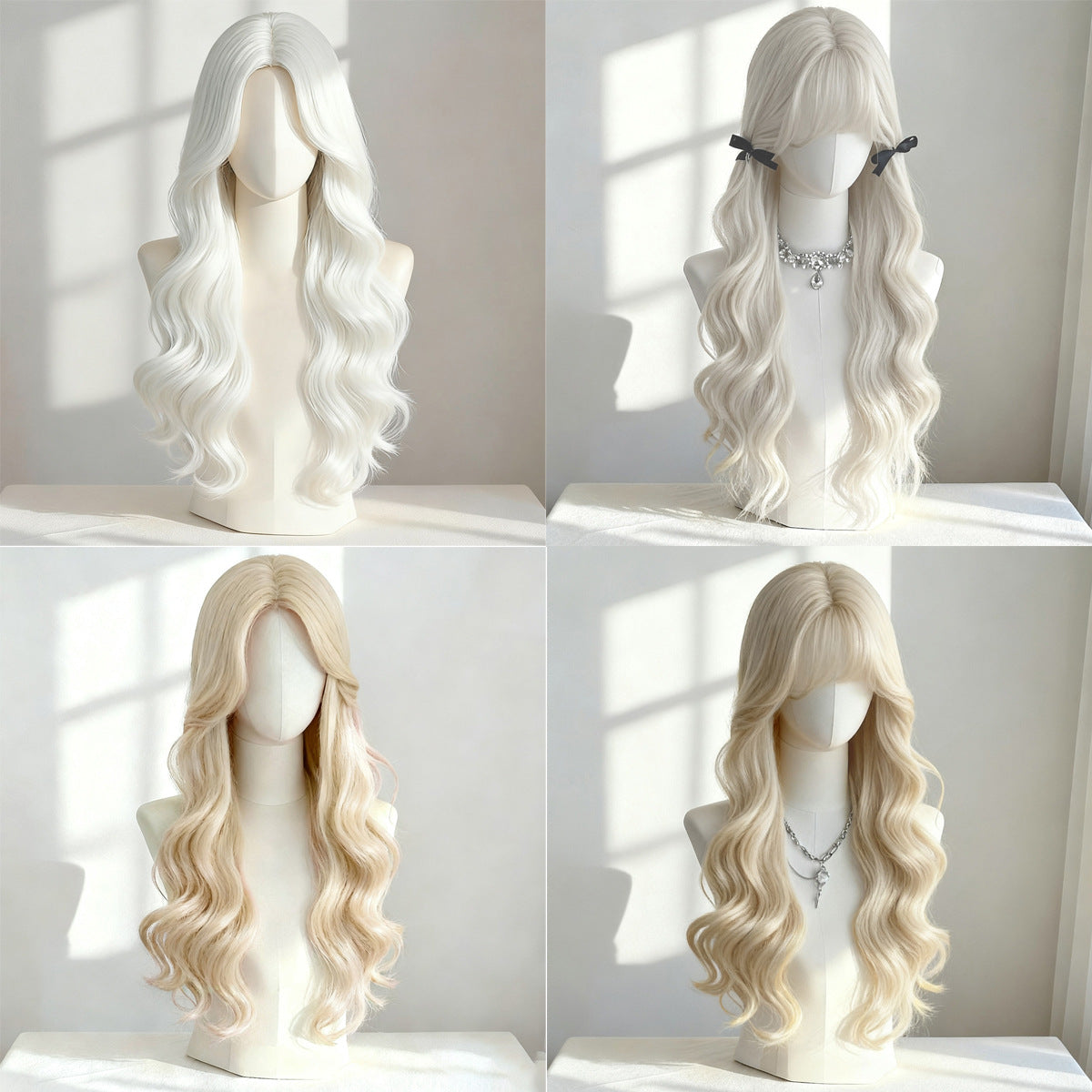 Natural Fluffy Fashion Seamless Mid-length Bangs Big Wave Wig Long Curls