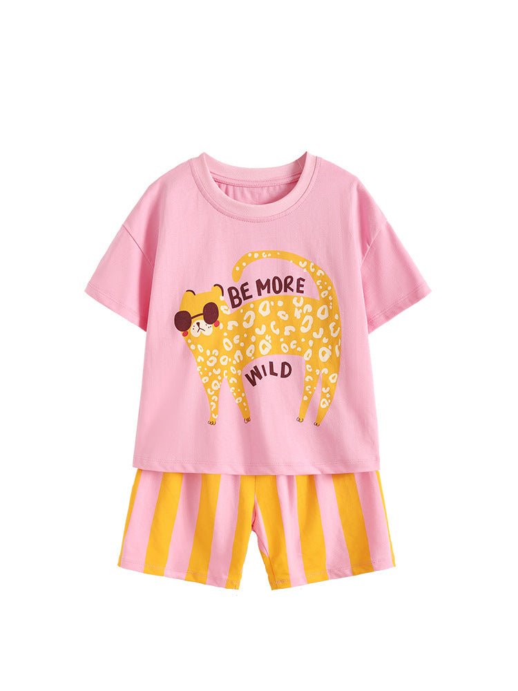 Summer Cute Little Round Neck T-shirt Children's Suit