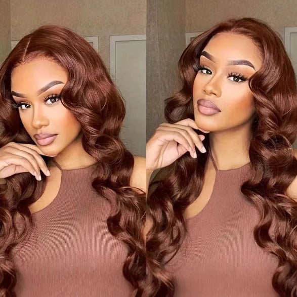 Female Medium Gradient Pink Curly Hair Wig Long Curls