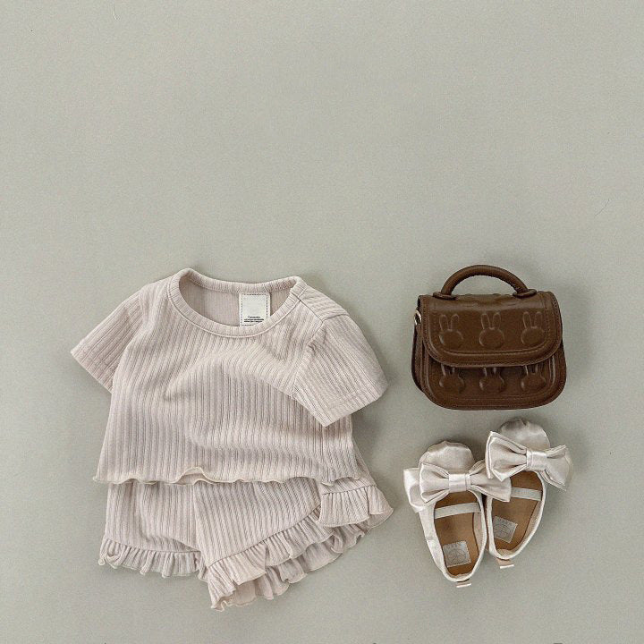 Children's Korean Style Clothing Thin Lace Short Sleeve Children's Suit