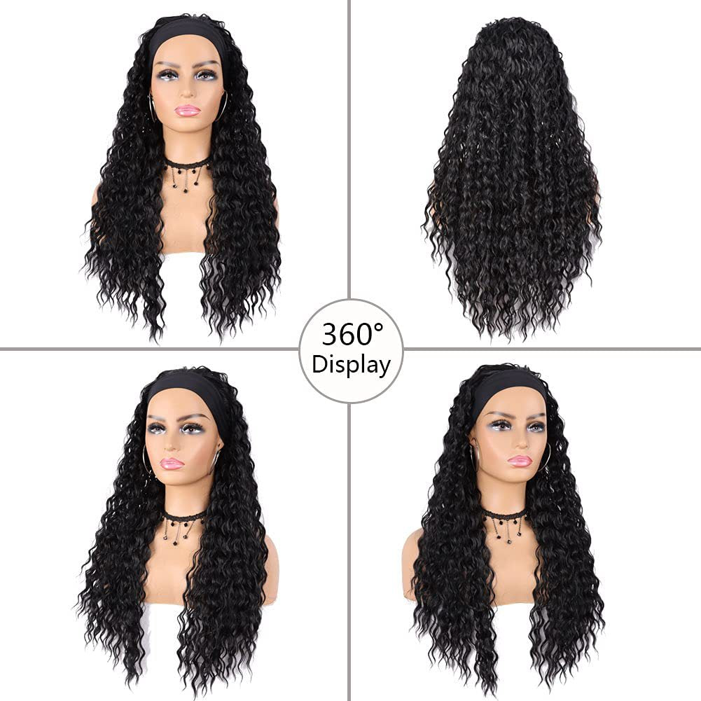 Women's Headscarf African Fashion Hand Wrapped Small Wig Long Curls